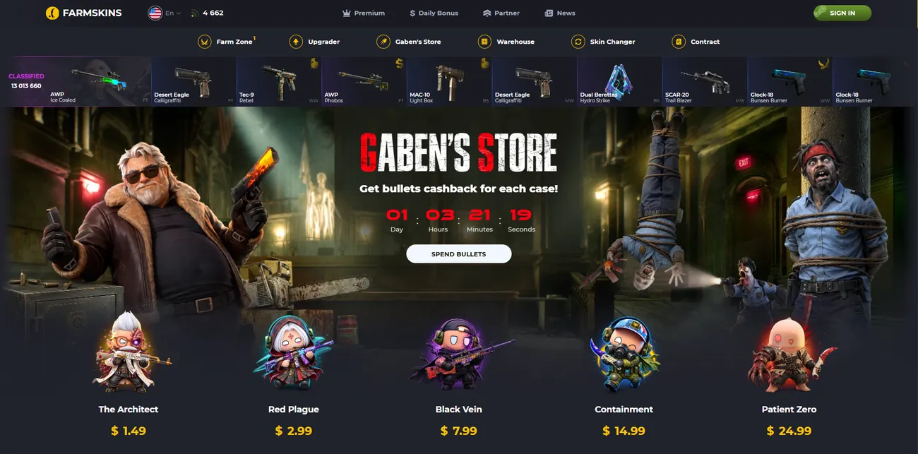 Farmskins: Store banner with a countdown