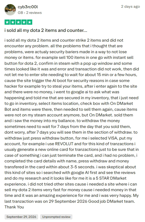 DMarket: 5-star review
