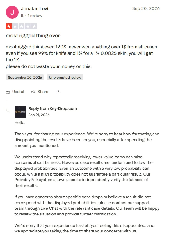 Key-Drop: 1-star review