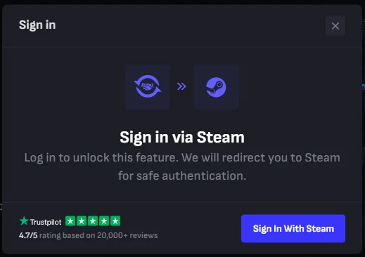 Tradeit: Sign in via Steam