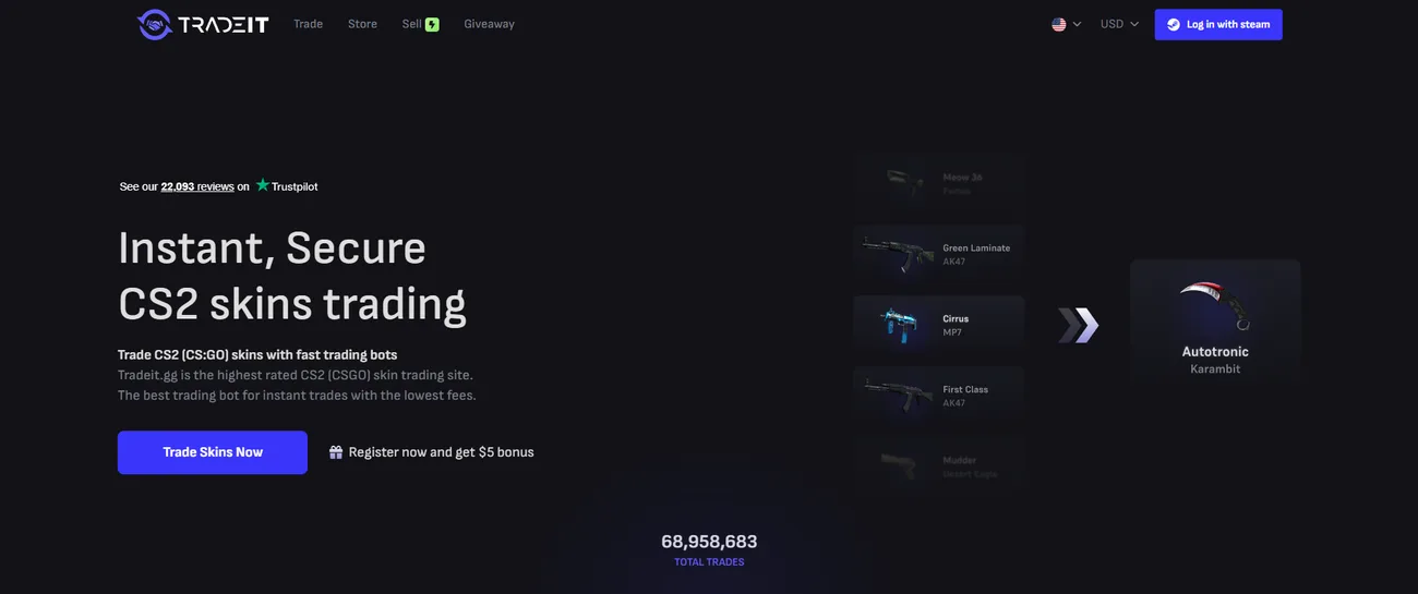 Tradeit: Main page